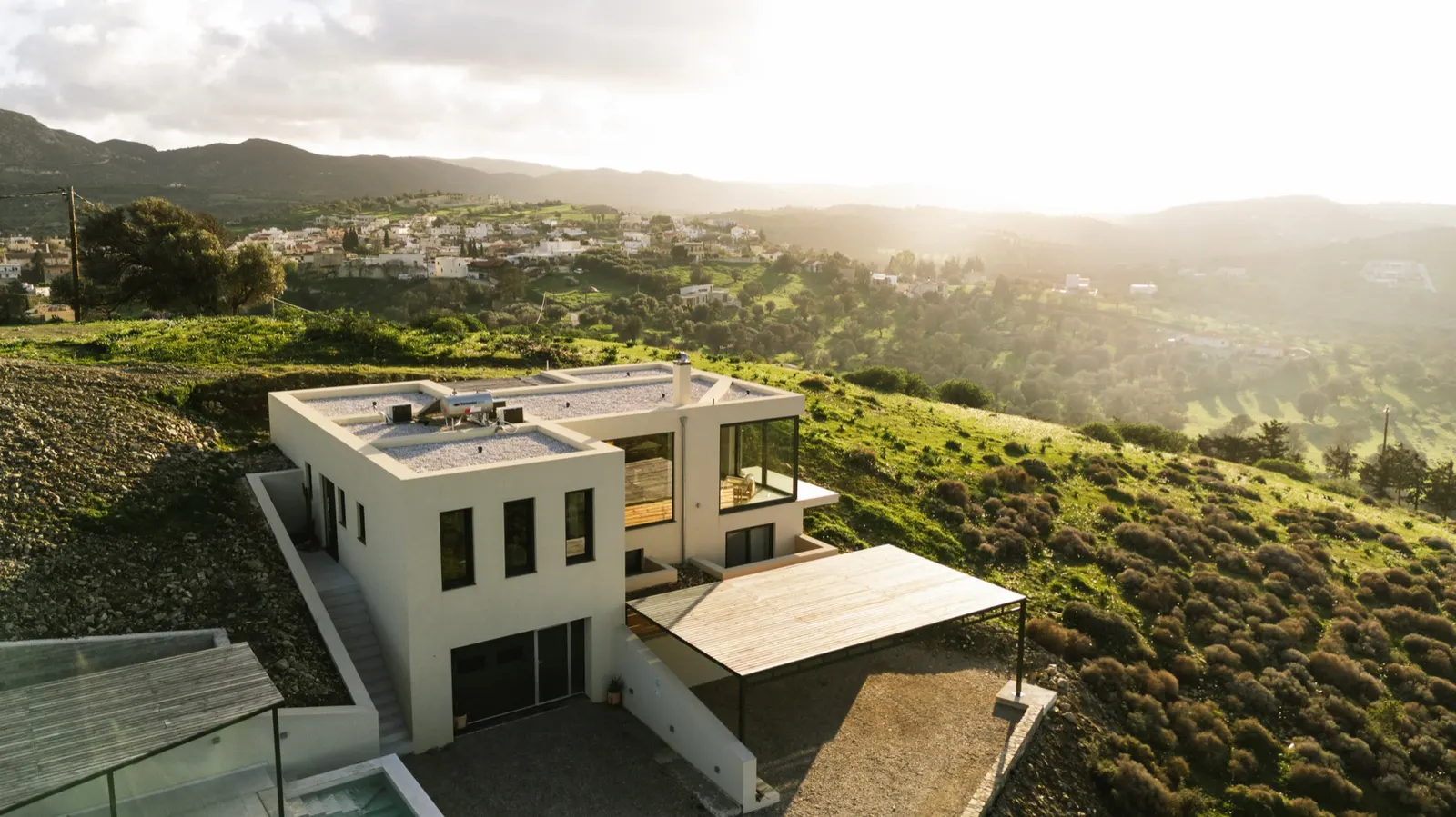 Aerial view of the Main House on the hilltop