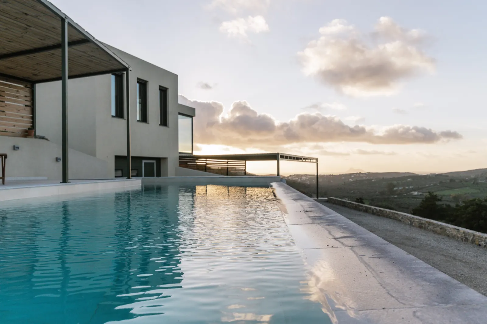 The infinity pool looking out over the valley toward the sea